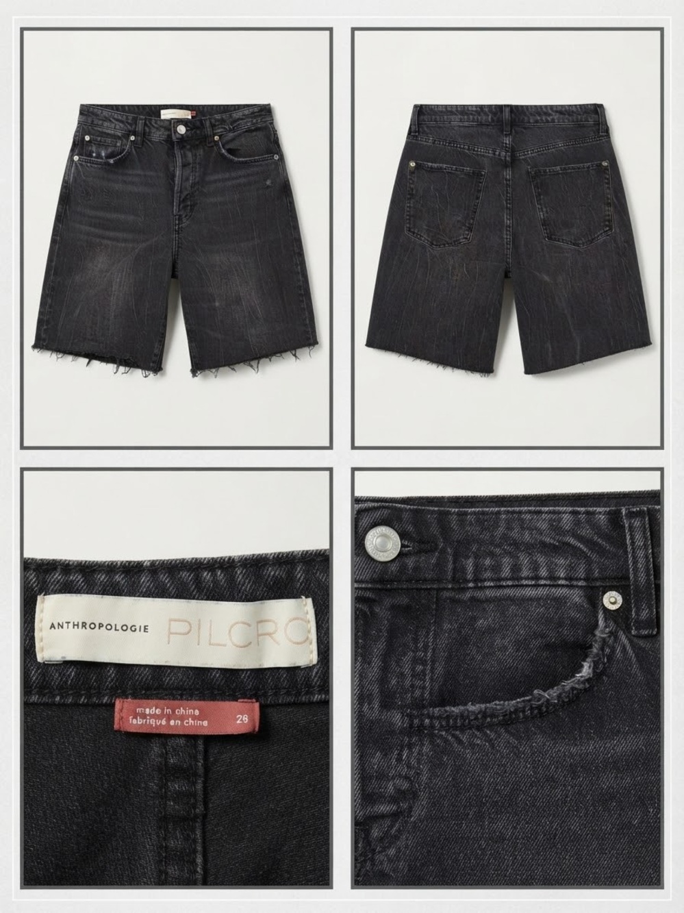Pilcro Black Washed Raw-Hem Denim Shorts